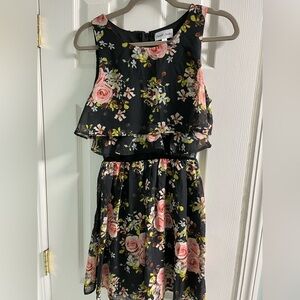 Floral Black and Pink Woman Dress